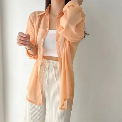 Women Sheer Thin Chic Summer Korean Style Clothes