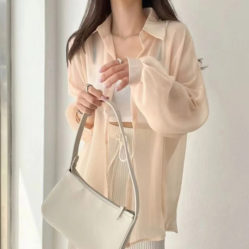 Women Sheer Thin Chic Summer Korean Style Clothes