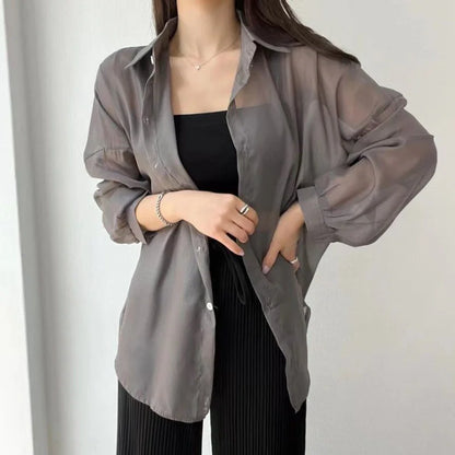 Women Sheer Thin Chic Summer Korean Style Clothes