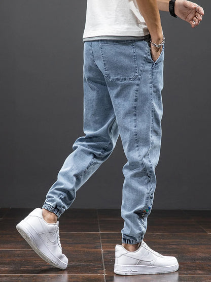 Spring Summer Black Blue Cargo Jeans Men Streetwear Denim Jogger Pants Men Baggy Harem Jean Trousers