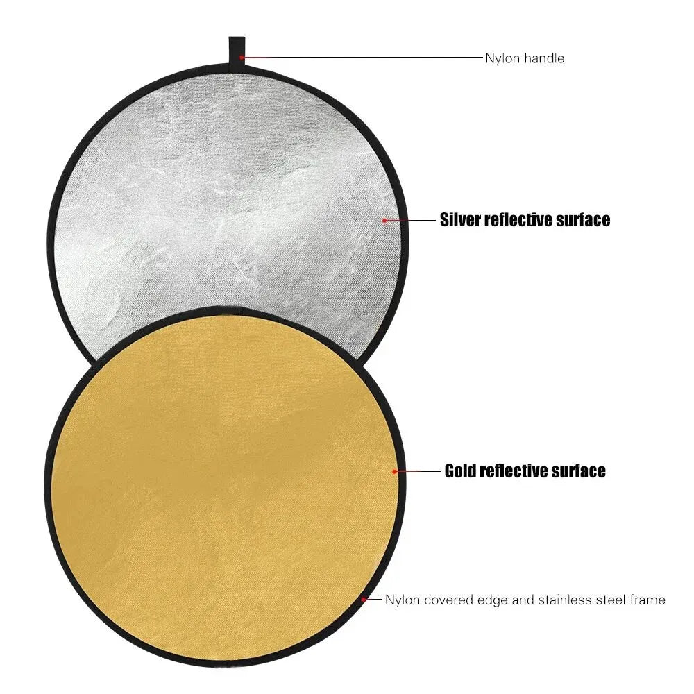 Portable Collapsible Round Photography Reflector Photo Studio Outdoor Light Diffuser Multi-Disc with Carry Bag 30 40 80 110cm