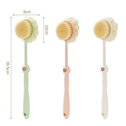 Two sided Shower Body Brush Silicone Long Handle Bathroom Wash Brush Bathing Massage Back Body Exfoliating Brush Bath Supplies