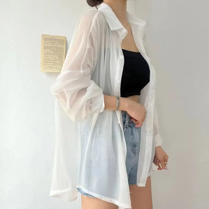 Women Sheer Thin Chic Summer Korean Style Clothes