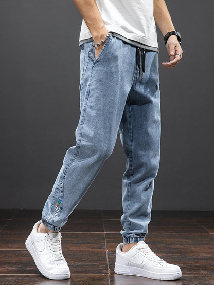 Spring Summer Black Blue Cargo Jeans Men Streetwear Denim Jogger Pants Men Baggy Harem Jean Trousers