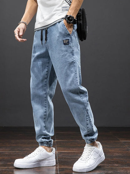 Spring Summer Black Blue Cargo Jeans Men Streetwear Denim Jogger Pants Men Baggy Harem Jean Trousers