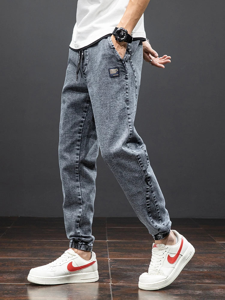 Spring Summer Black Blue Cargo Jeans Men Streetwear Denim Jogger Pants Men Baggy Harem Jean Trousers