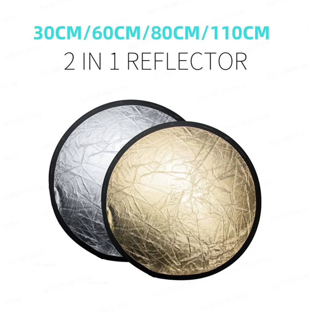 RF01 24" Reflector 5in1 30CM 60CM 80CM 110CM Silver White Gold Portable Collapsible Soft Light Round Photography for Studio 2in1