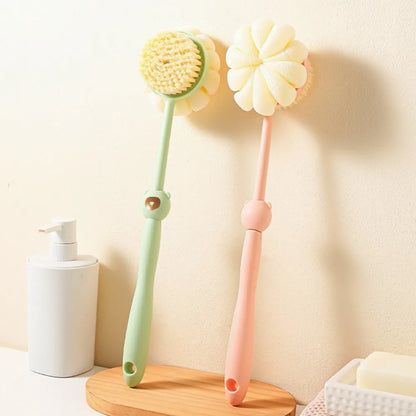 Two sided Shower Body Brush Silicone Long Handle Bathroom Wash Brush Bathing Massage Back Body Exfoliating Brush Bath Supplies