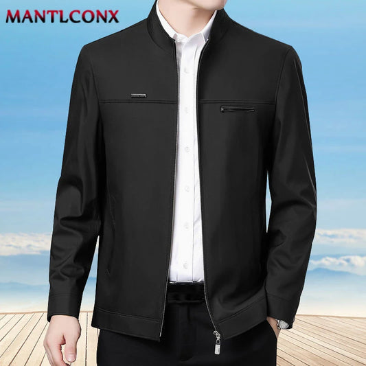 MANTLCONX Newest Solid Business Men's Jacket Male Slim Fit Outerwear Men Zip Up Jacket Men Spring Thin Jacket Men's Clothing