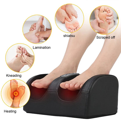 Electric Foot Massager Shiatsu Kneading Deep Tissue Relax Heated Roller Calf Pain Relief Fatigue Muscles Vibrator Machine Health