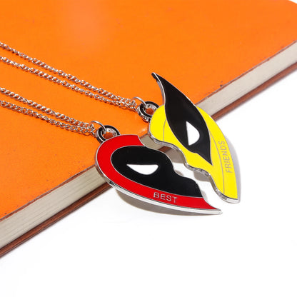 Deadpool and Wolverine Best Friends Necklace Set Split Heart Matching Pendant Necklace for Women Men Cosplay Jewelry Gift