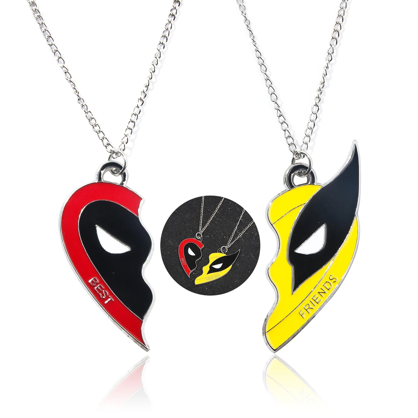 Deadpool and Wolverine Best Friends Necklace Set Split Heart Matching Pendant Necklace for Women Men Cosplay Jewelry Gift