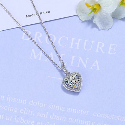 925 Sterling Silver Zircon Heart Pendants Necklaces For Women Luxury Designer Jewelry Gift Female  Items GaaBou