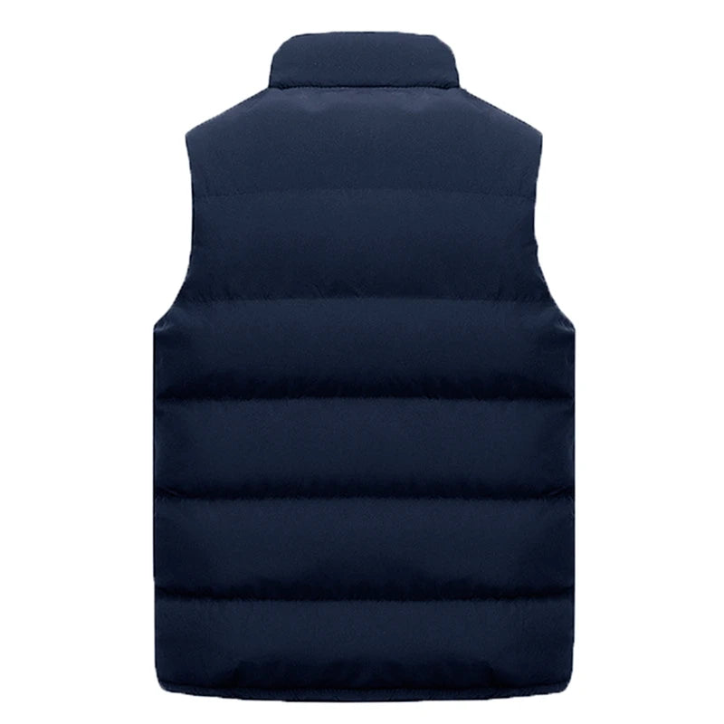 FGKKS Brand 2023 Winter Men Vest Parkas Cotton Casual Sleeveless Stand Thick Clothes Solid Color Vest Jacket Male